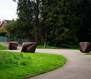 Friendship circle sculptures in Sandford Park Cheltenham