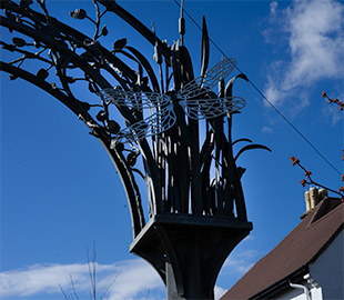 A decorative metal gate