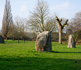 Standing stones carved from glacial granite