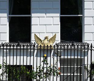 A golden phoenix sculpture in Cheltenham