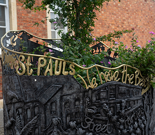 A large galvanised steel planter